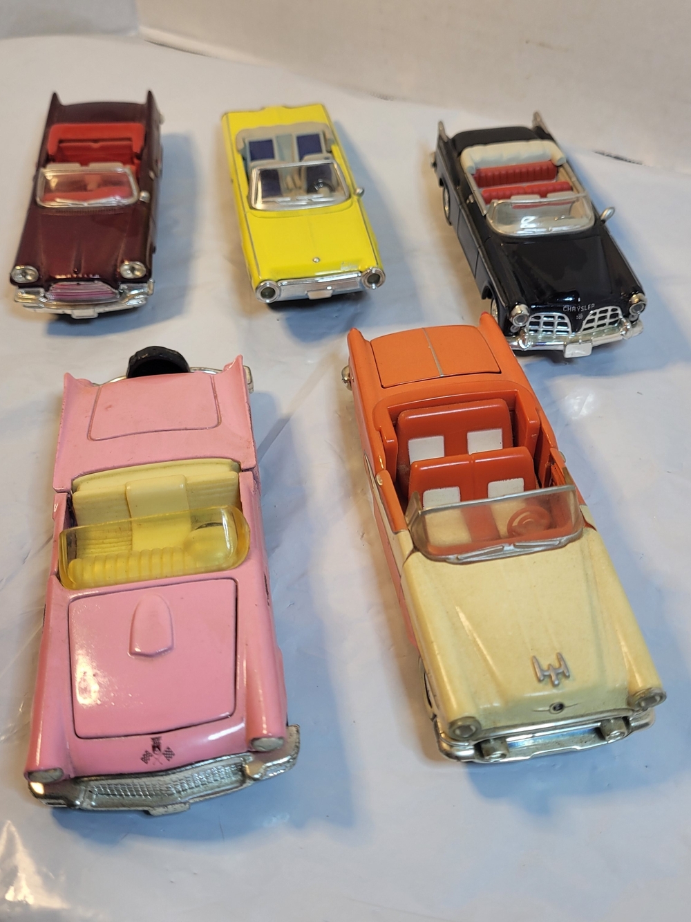 Vintage-Style Pink and Orange Toy Convertible Cars - Kids Toys
